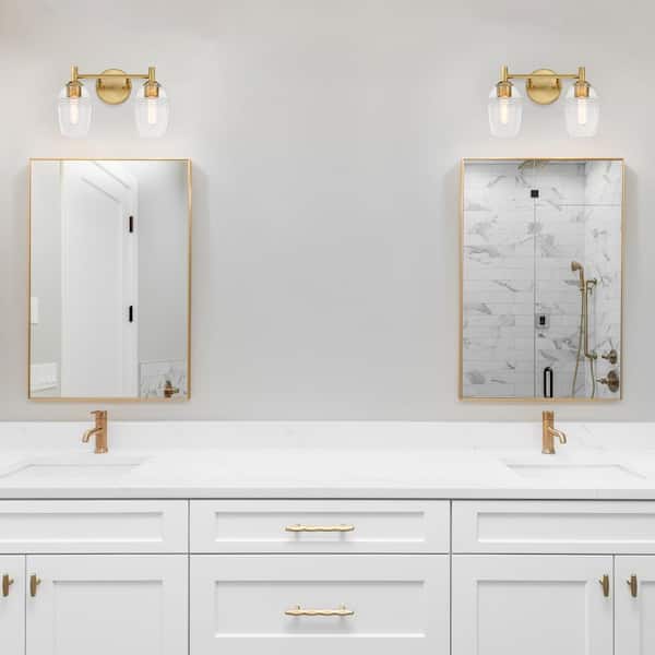 Designers Fountain - Summer Jazz 16 in. 2-Light Brushed Gold Classic Vanity Light with Clear Glass Shades
