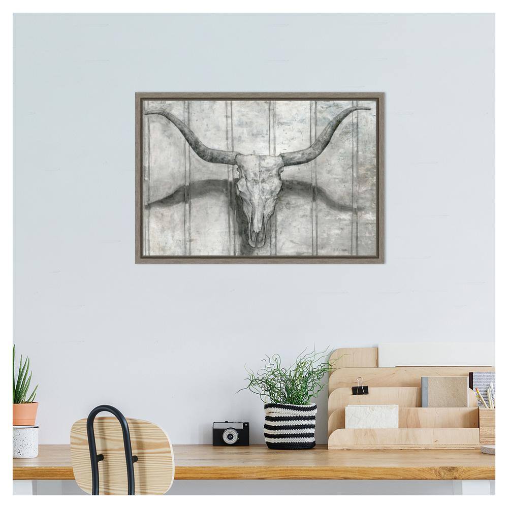 Marie Elaine Cusson Longhorn Silver Floater Frame Canvas Print