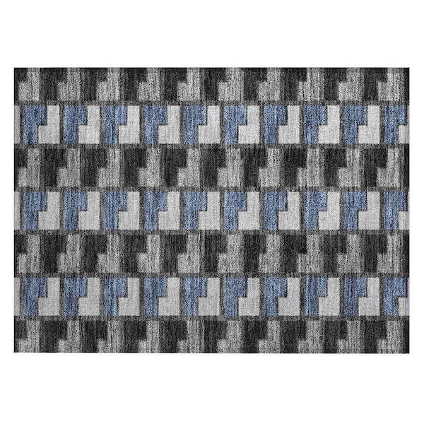 Chantille Machine Washable Indoor/Outdoor Abstract ACN2417 Black 2 ft. x 3 ft. Accent Rug