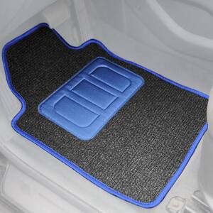 Blue 4-Piece Ribbed Universal Liners Carpet Car Floor Mats - Full Set