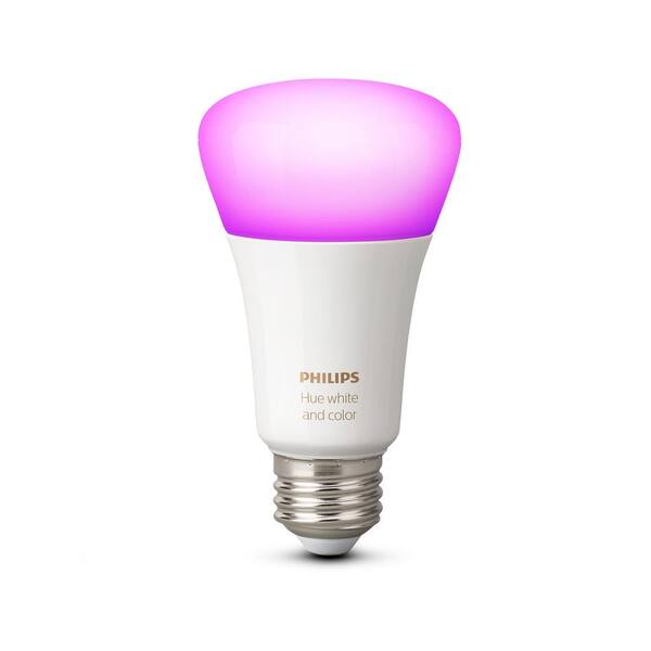 PHILIPS Hue - Kit de inicio de bombillas inteligentes LED A19, 4 bombillas  A19, 1 hub de tono, multicolor, juego de 5 piezas (renovado)