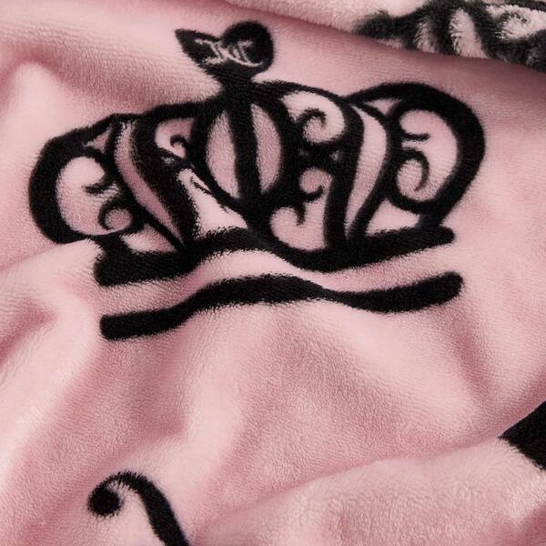 Pink & Green Witch Princess Throw Blanket - 50x60 Inch Cozy Flannel, Double Sided Crown & Bow Design For Bed & Sofa