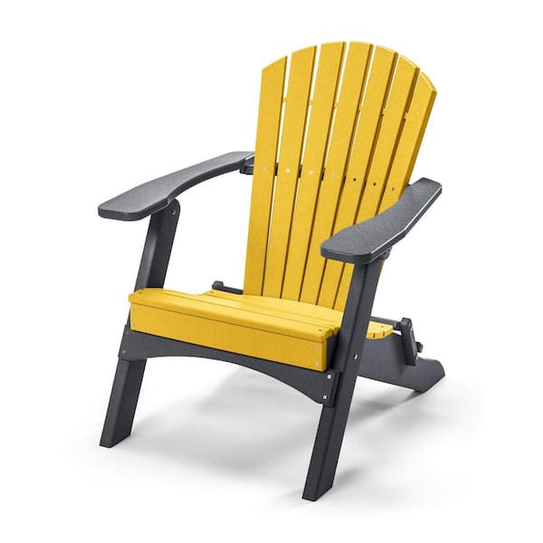 Perfect Choice Classic Lemon Yellow/Gray Folding Metal Adirondack Chair
