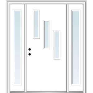 Davina 60 in. x 80 in. Right-Hand Inswing 3-Lite Clear Low-E Primed Fiberglass Prehung Front Door on 6-9/16 in. Frame