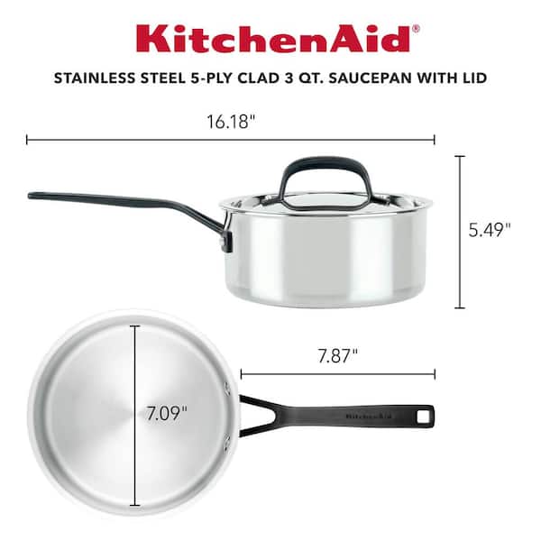 KitchenAid Glass Replacement Lid Round Saucepan Stainless Handle 5-3/8