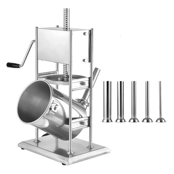 Manual Sausage Stuffer, 22 LBS. / 10 L Dual-Speed Sausage Casing Meat Filling Machine, Stainless Steel Filler w/ 5 Tubes