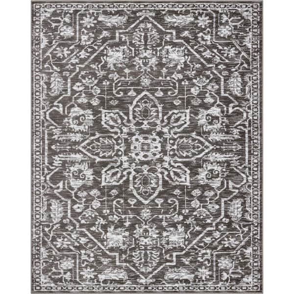 Dazzle Disa Grey Vintage Distressed Medallion Oriental 7 ft. 3 in. x 9 ft. 3 in. Area Rug