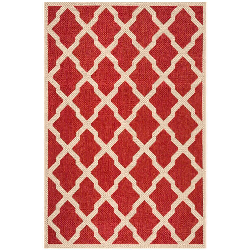 SAFAVIEH Beach House Red/Creme 4 ft. x 6 ft. Trellis Geometric Indoor