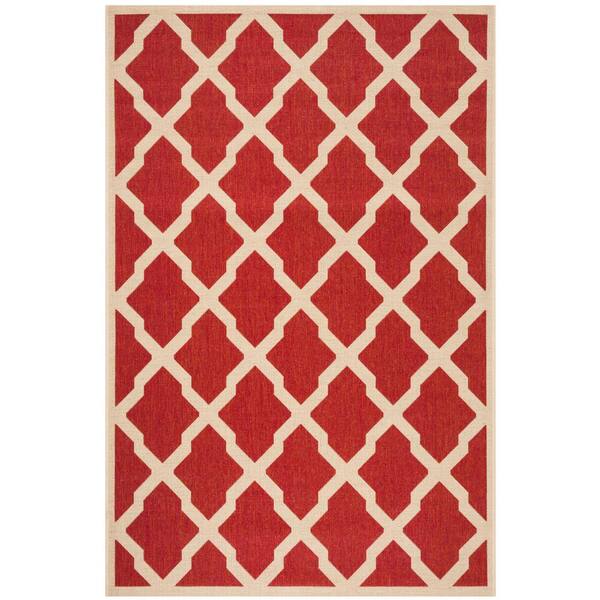 SAFAVIEH Beach House Red/Creme 4 ft. x 6 ft. Trellis Geometric Indoor/Outdoor Area Rug