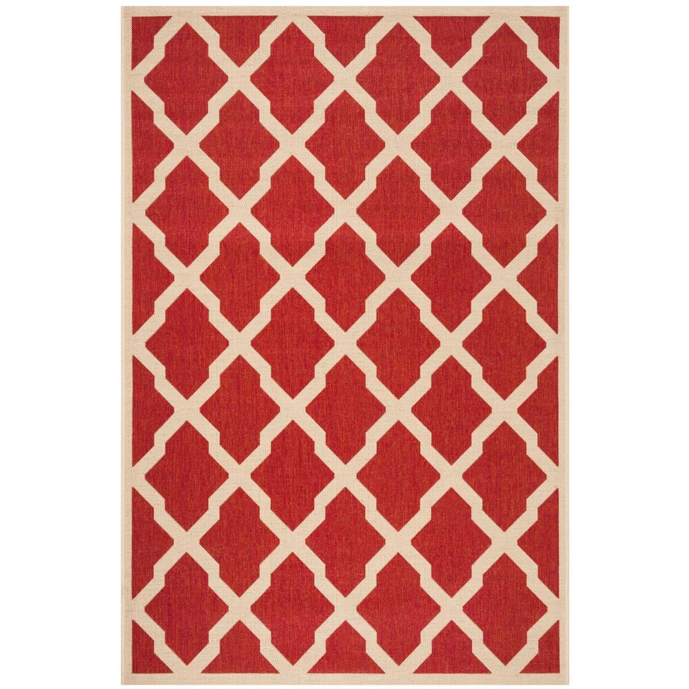 SAFAVIEH Beach House Red/Creme 5 ft. x 8 ft. Trellis Geometric Indoor
