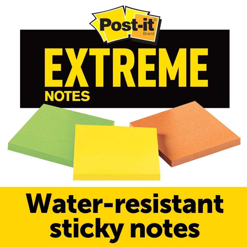 Post-it Extreme Notes, 3\' x 3, Orange, Green, Yellow, Mint, 12