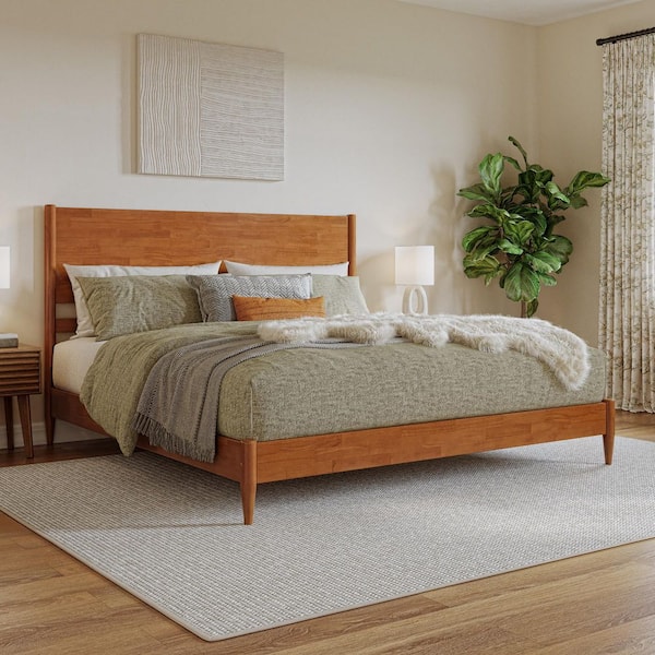 AFI Pasadena Light Toffee Natural Bronze Solid Wood Frame King Low Profile Platform Bed
