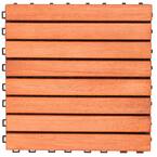 Patio 8-Slat 1 ft. x 1 ft. Wood Interlocking Deck Tile in Brown (10 Per Box)