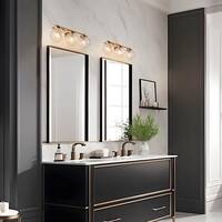LNC 21.7 in. 3-Light Modern Plating Brass Bathroom Vanity Light with Cracked Globe Glass Shades LRBZYBF35W348C
