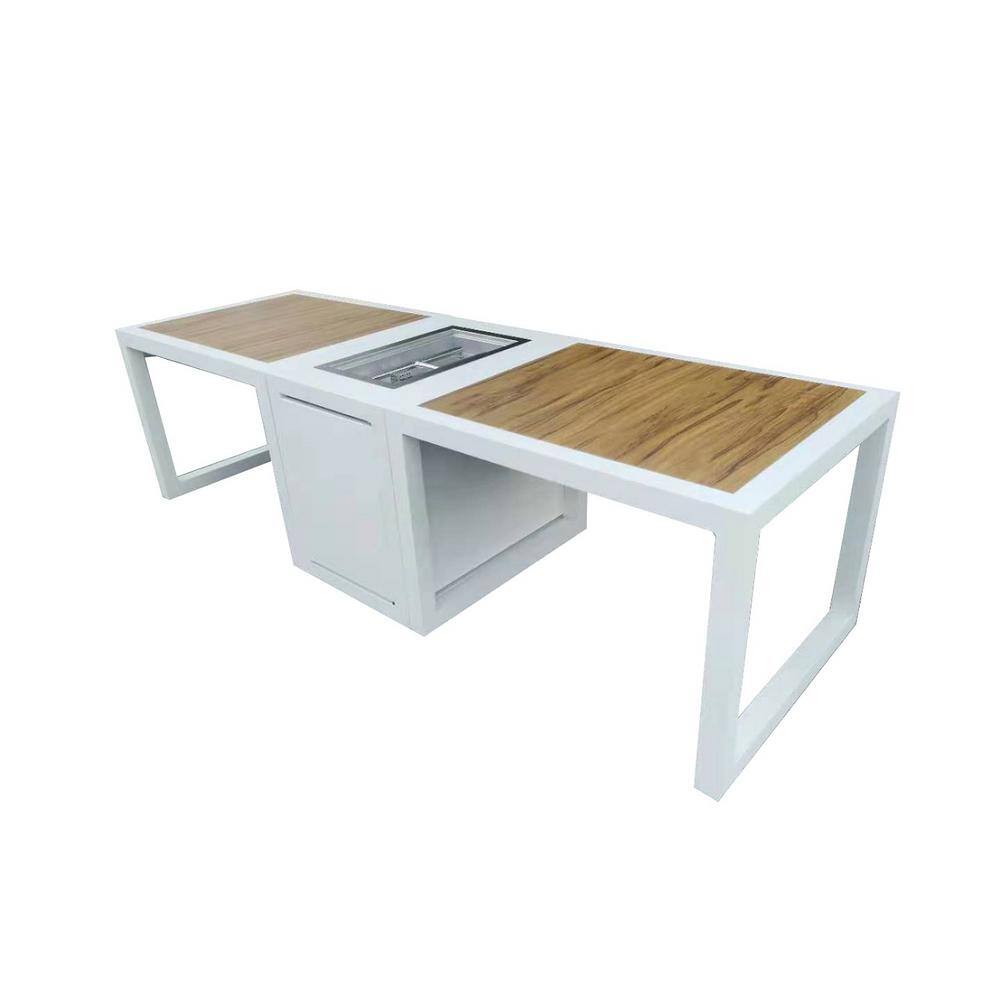 moda furnishings Lilian White Rectangle Double Metal Outdoor Bistro