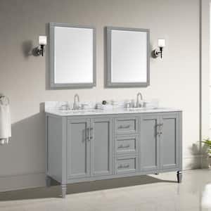 Stockham 27 in. W x 36 in. H Rectangular Wood Framed Wall Bathroom Vanity Mirror in Chilled Gray