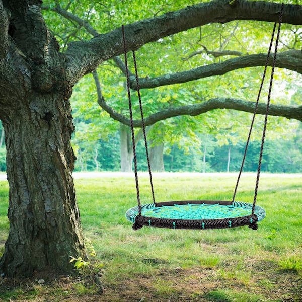 Hey! Play! Spider Web Tree Swing-Large 40-Inch Diameter Hanging Tree Rope Saucer Seat