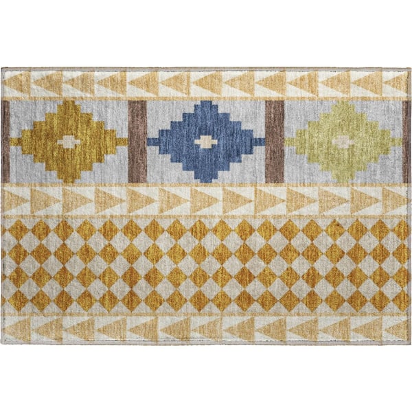 Mayfield Premium Machine Washable Abstract AMF2522 Copper 3 ft. x 4 ft. Area Rug