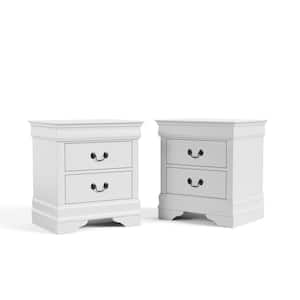 Burkhart White 2-Drawer 21.63 in. W Nightstand - Set of 2