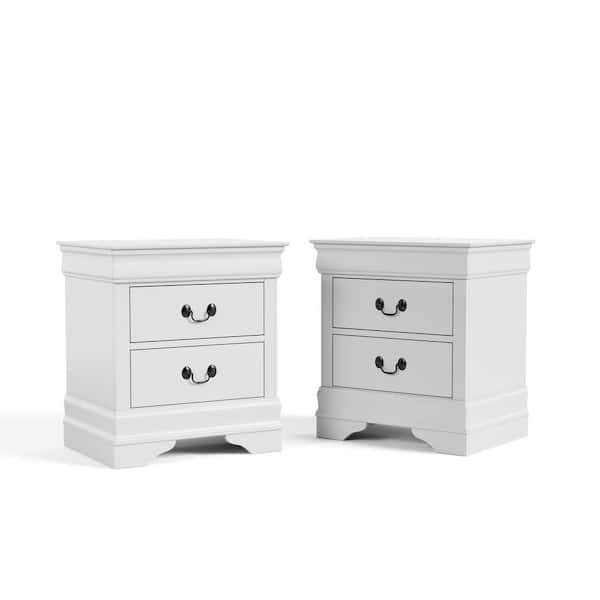 Burkhart White 2-Drawer 21.63 in. W Nightstand - Set of 2