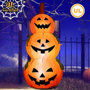 5 ft. Halloween Inflatable 3-Pumpkin Stack Blow Up Pumpkin Ghost Yard Decoration