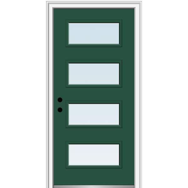 MMI Door 36 in. x 80 in. Celeste Right-Hand Inswing 4-Lite Clear Painted Fiberglass Smooth Prehung Front Door, 4-9/16 in. Frame