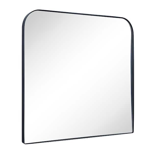 TEHOME Decole 40 in. W x 34 in. H Large Rectangular Stainless Steel Framed Wall Mounted Bathroom Vanity Mirror in Matt Black
