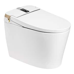 Elongated Smart Bidet Toilet 1.28 GPF in White with LED screen, Auto Open/Close/Flush, Heated Seat, Remote Control
