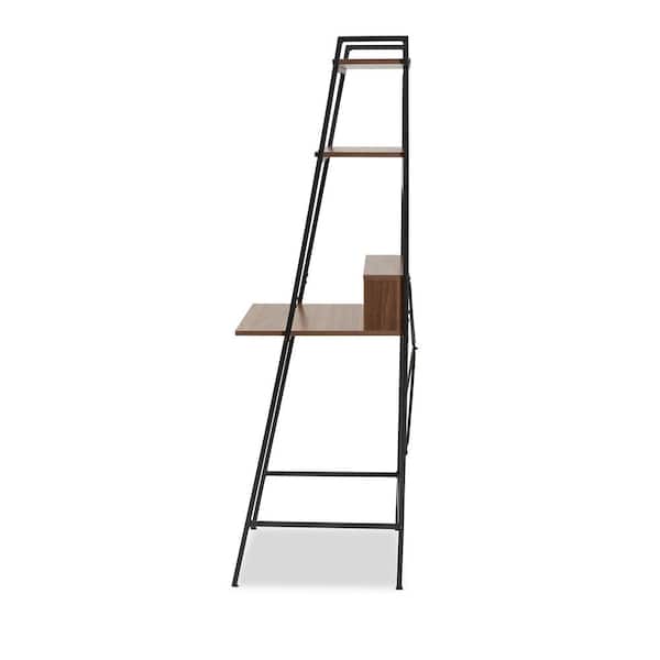 Baxton Studio Palmira  in. Walnut Brown and Black Ladder Desk  207-12497-HD - The Home Depot