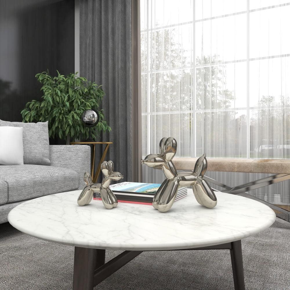 Litton Lane Silver Ceramic Balloon Dog Sculpture (Set of 2) 22433