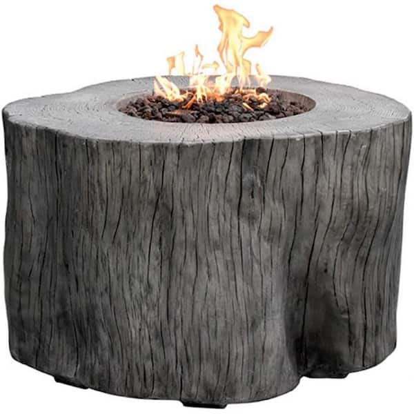 Warren 39 in. x 26 in. Square Concrete Propane Fire Pit Bowl in Redwood Color with Burner and Lava Rock