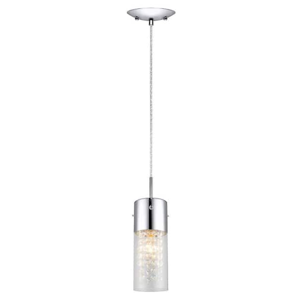 Eglo Diamond 4.75 in. W x 47.25 in. H 1-Light Chrome Mini Pendant with Clear Glass and Crystal Strands