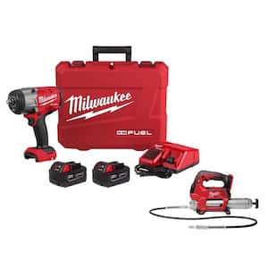 M18 FUEL 18V Lithium-Ion Brushless Cordless High-Torque 1/2 in. Impact Wrench w/Friction Ring Kit w/Grease Gun