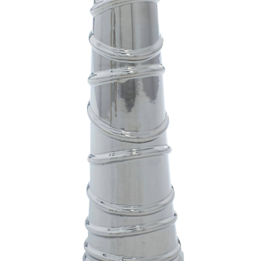 Elegant Trio Silver Ceramic Decorative Vases 12" Set of 3