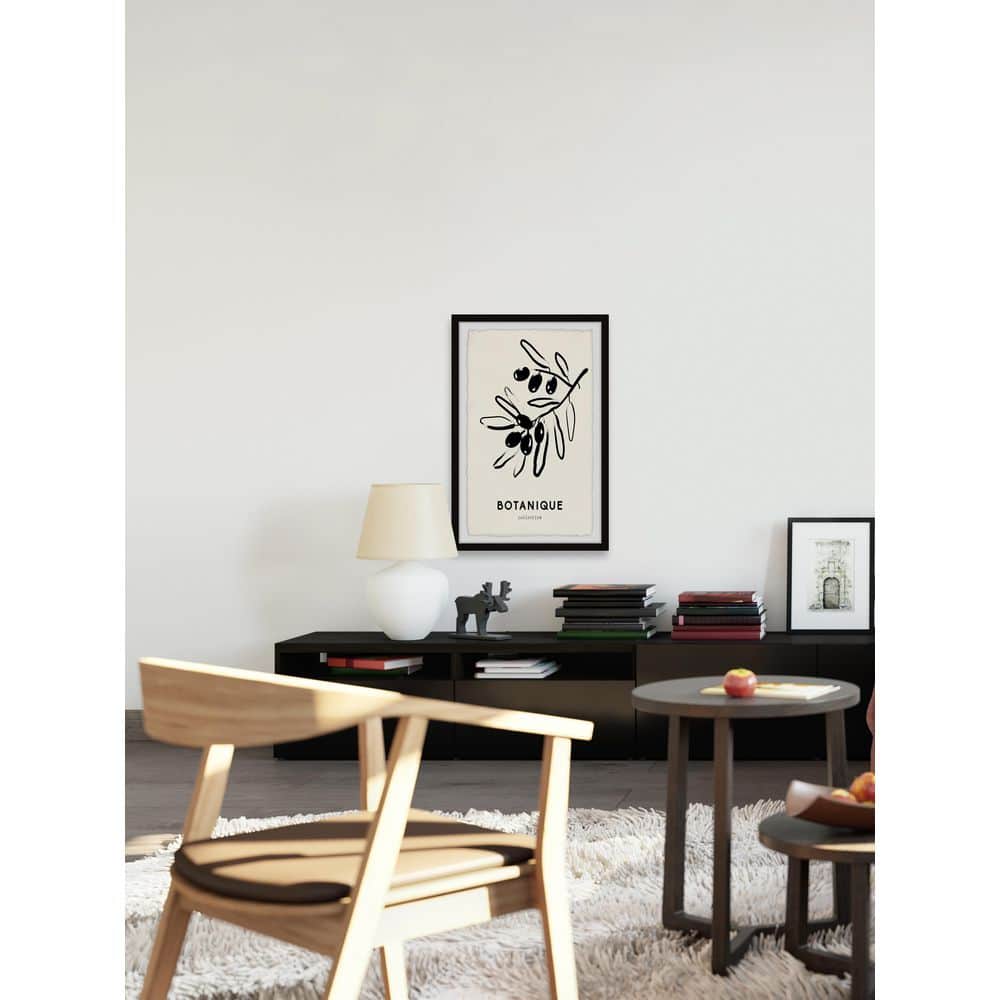 Black and White Botanical Art Print with Frame, 16 x 24