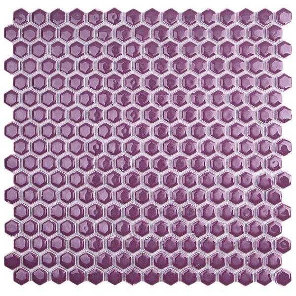 Ivy Hill Tile Bliss Edged Hexagon 3 in. x 6 in. Polished Plum Ceramic Mosaic Floor and Wall Tile Sample