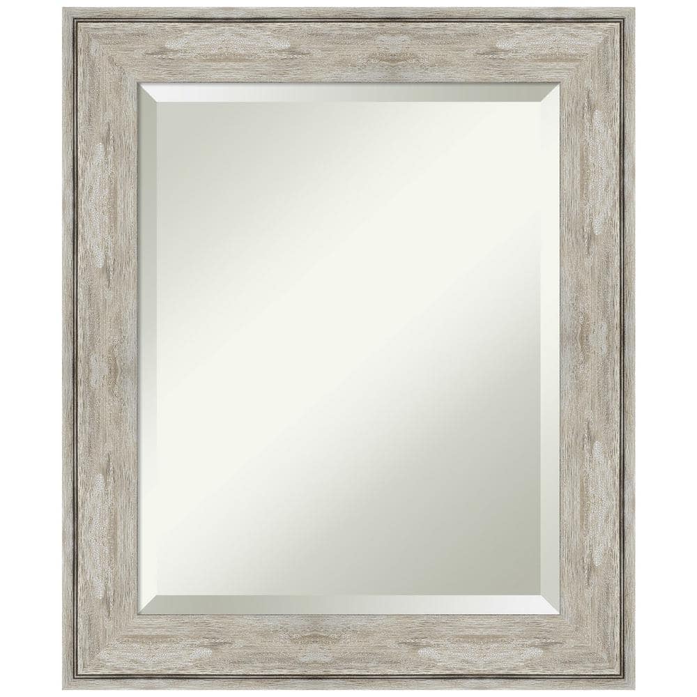 Elegant Full-Length Rectangular Wood Mirror with Silver Crackled Finish