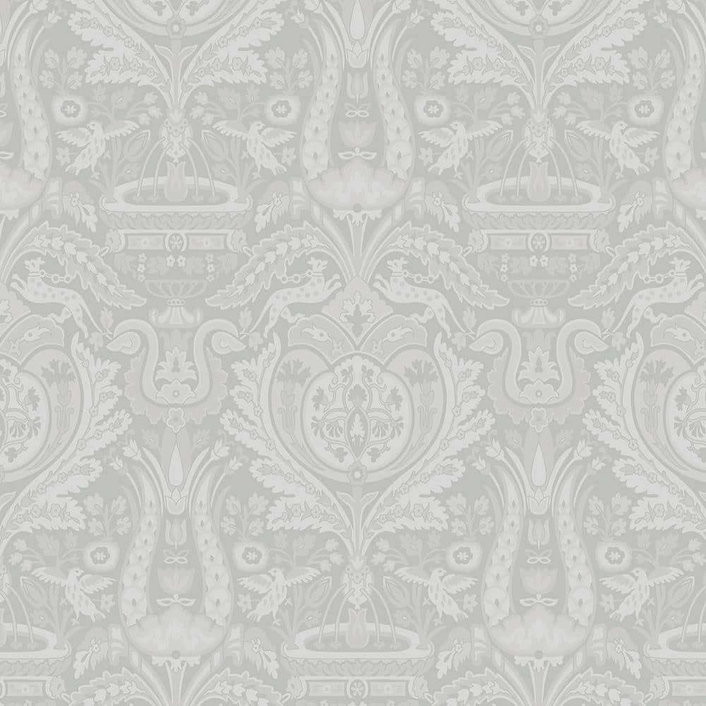Laura Ashley Heraldic Damask Slate Grey Non Woven Unpasted Removable