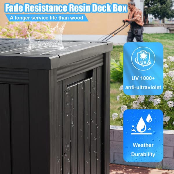 EasyUp 80 Gal. Black Resin Outdoor Storage Deck Box F80GB-BLK