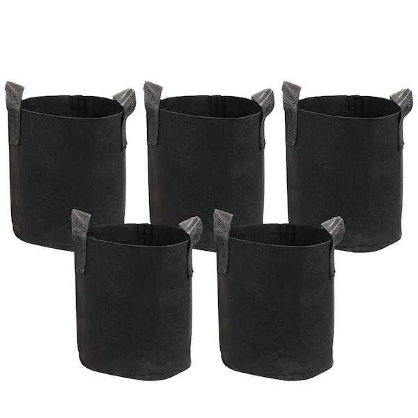 Sunnydaze 2 Gal. Plastic Garden Grow Bags with Handles - Non-Woven Polypropylene Fabric (5-Pack)