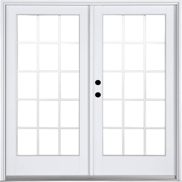 MP Doors 60 in. x 80 in. Fiberglass Smooth White Right-Hand Inswing Hinged Patio Door with 15-Lite GBG