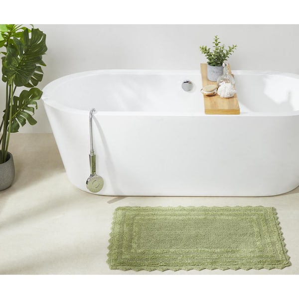 Better Trends Lilly Crochet Collection 21 in. x 34 in. Green 100% Cotton Rectangle Bath Rug