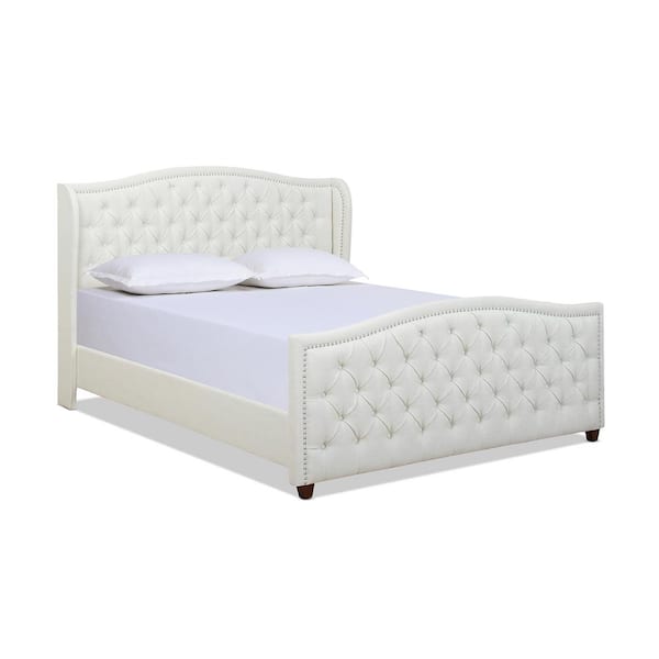 Jennifer Taylor Marcella Antique White Yarn Dyed California King Shelter Headboard Bed Set