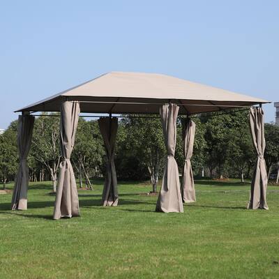 13 ft. x 10 ft. x 9 ft. Steel Frame Outdoor Patio Gazebo Pavilion Canopy Tent with Removable Curtains and Elegant Design