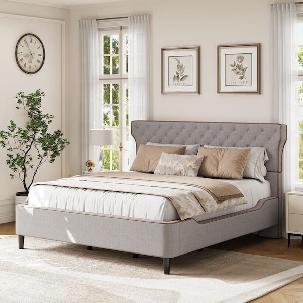 CHRISTOPHER KNIGHT HOME Louise Gray Wood Plus Metal Frame King Size ...