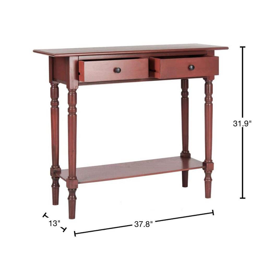 Rosemary Red Pine Wood 2-Drawer Console Table