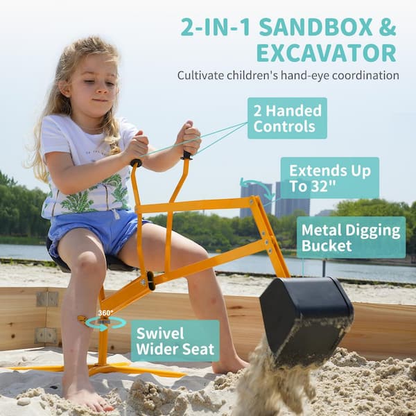 BOZTIY Kids Sand Box Wooden Sandbox 6 ft. W x 6 ft. L x 8 in