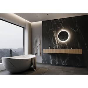 Backlit 24 in. W x 24 in. H Round Frameless Wall Mounted Bathroom Vanity Mirror 6000K LED