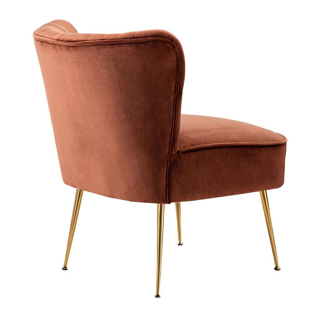 Scallop-Back Channel Tufted Velvet Accent Chair in Brown