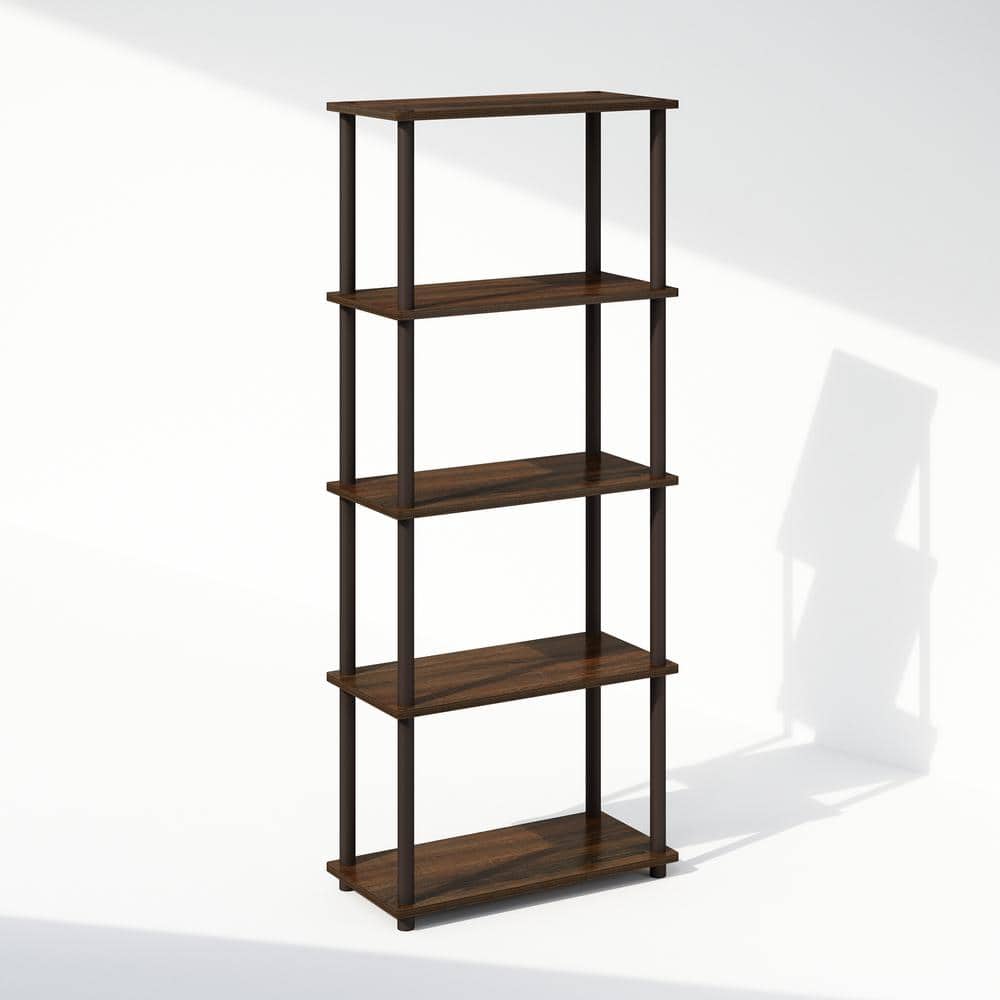 Furinno Turn-N-Tube 57.4 in. Tall Walnut/Brown Wood 5-Shelf